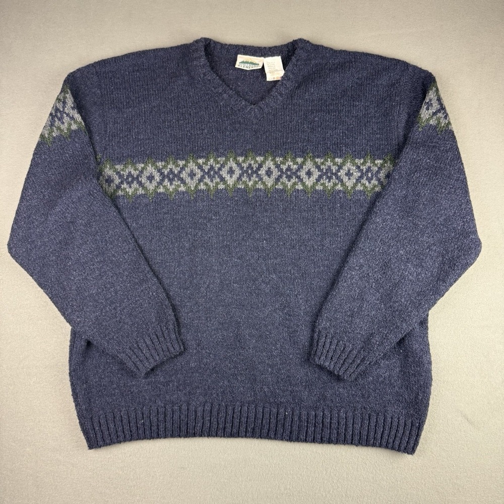 Vintage 90s Northern Elements Size XL Grandpa Sweater Cottagecore Cozy Navy - Picture 1 of 8